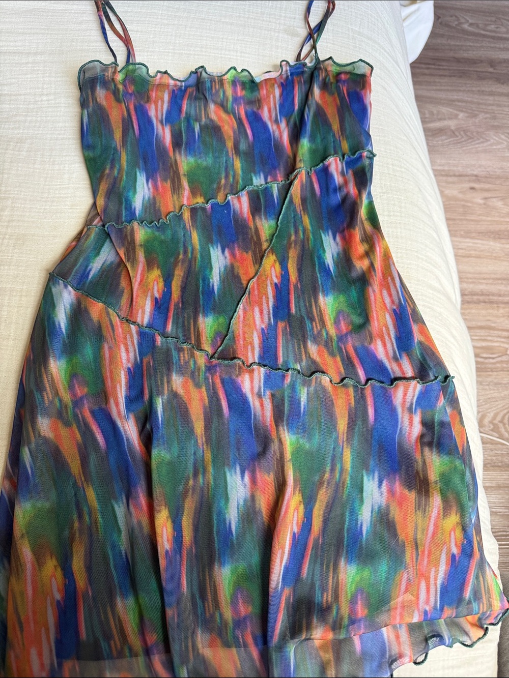 UO Moxie Mesh Mini Slip Dress In Multi